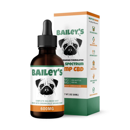 Bailey's Full Spectrum Hemp Oil For Dogs w/ 600MG Naturally Occurring CBD