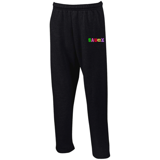 Saucy  Open Bottom Sweatpants with Pockets