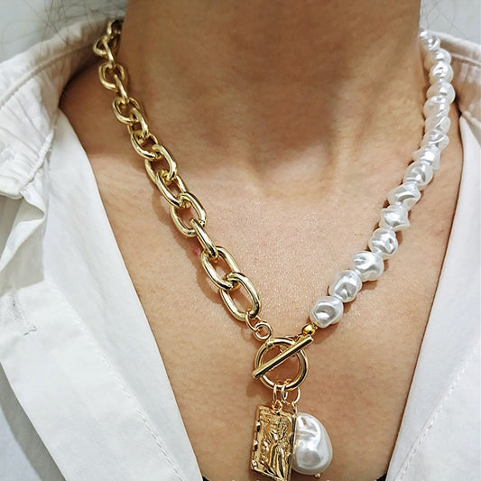 Pearl Lock Chains Necklace