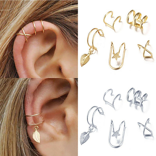 5-piece set of ear clips fashion gold